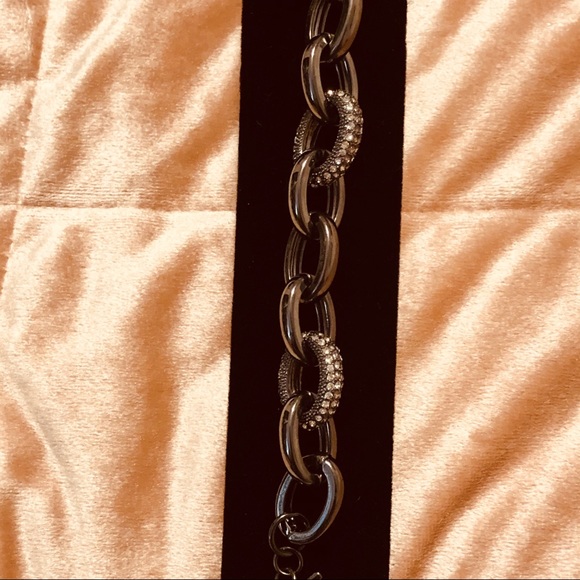 Gunmetal color bracelet w/ rhinestones - Picture 4 of 6